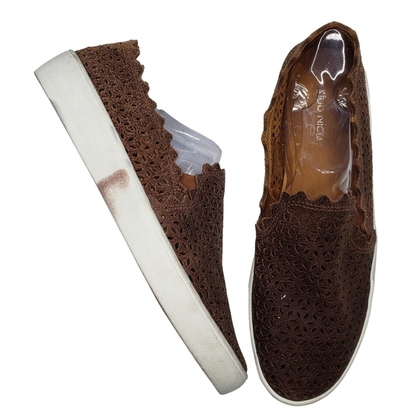 Klub Nico | Sadie Platform Bronze Brown Scalloped Slip On Sneakers Women's 10 - Picture 1 of 12
